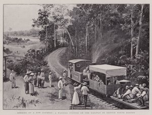 Opening van een nieuw land, een halteplaats langs de spoorweg in Brits Noord-Borneo